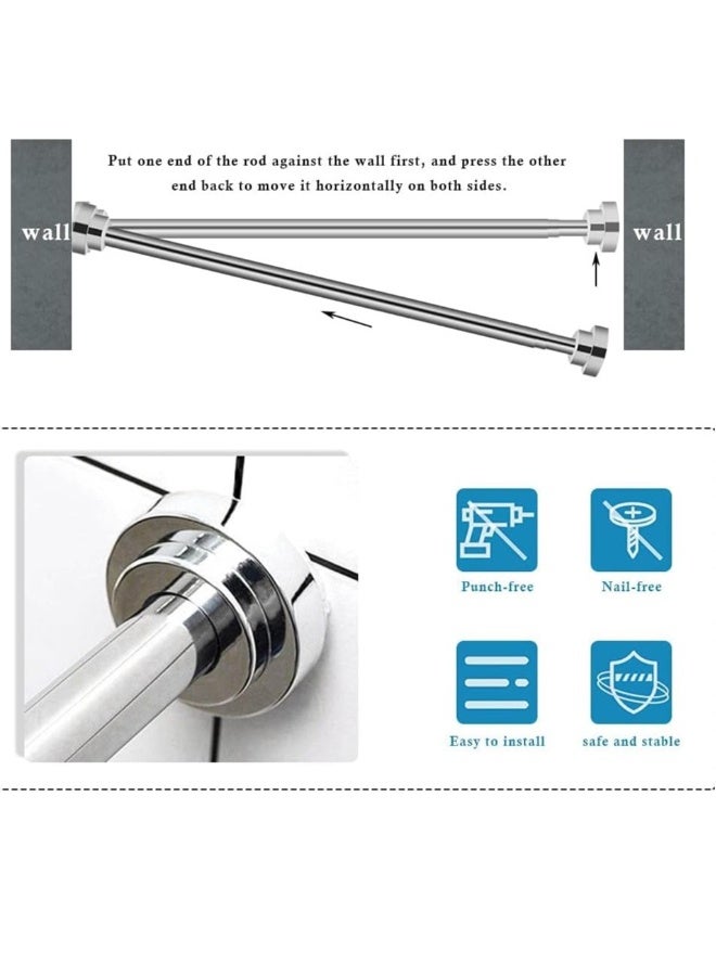 Extendable Clothes Rail, 50-85cm Stainless Steel Extendable Clothes Rail, No Drilling Shower Curtain Rail for Bathroom, Kitchen, Closet, Hanging Pole No Tool Require