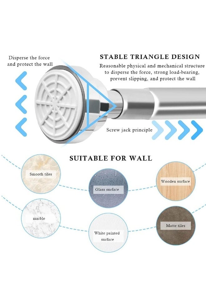 Extendable Clothes Rail, 50-85cm Stainless Steel Extendable Clothes Rail, No Drilling Shower Curtain Rail for Bathroom, Kitchen, Closet, Hanging Pole No Tool Require
