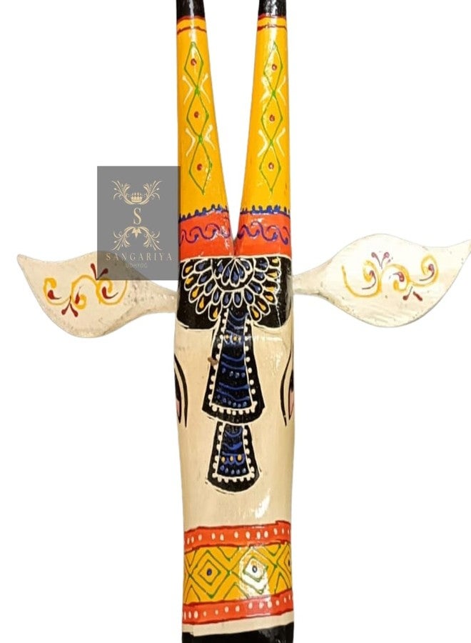 RHEA STORE - Handpainted Wooden Cow Head Wall Hanging | Nandi Wall Decor for Home, Living Room & Entrance | Vintage Ethnic Spiritual Decorative Art Sculpture - 12 Inch (Red) - Image 4