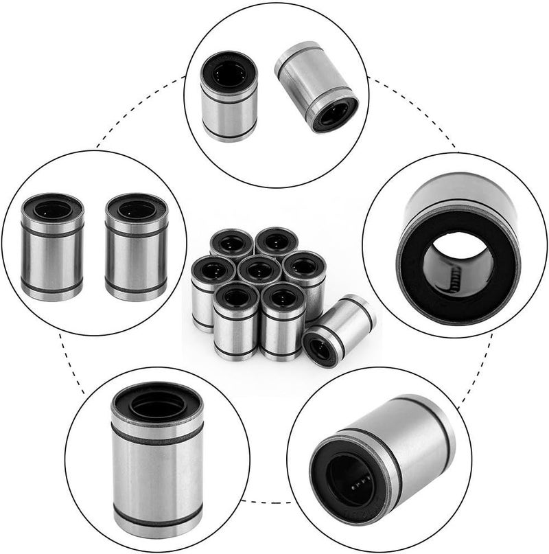 Wal front 8Pcs LM10UU Linear Bearings Inner Diameter 10mm CNC Linear Motion Ball Bearing Bushing Double Side Rubber Sealed for 3D Printer CNC Parts (10 * 19 * 29mm) - Image 2