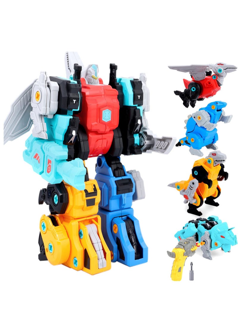 Dinosaur Toys For Kids 3-5, Stem Transformer Toys 4 In 1 Take Apart Robot Toys With Electric Drill, Building Toys for boys 4-6 5 Year Old Boy Birthday Gift Ideas 6 Year Gifts - Image 1