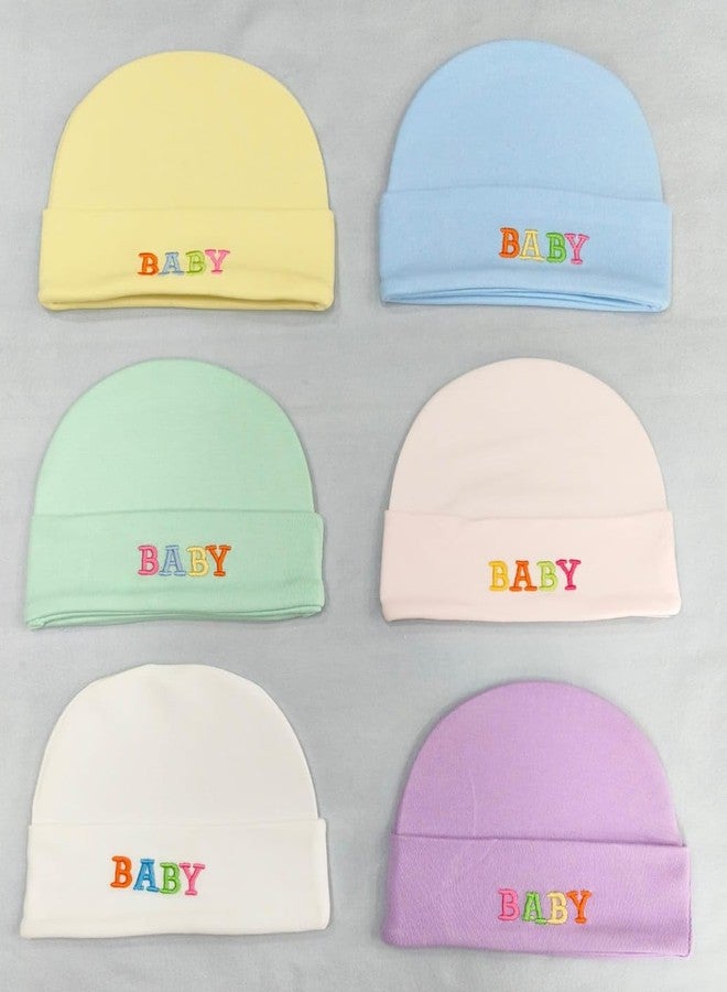 ميني بيري قبعة ميني بيري القطنية الناعمة للأطفال حديثي الولادة من الجنسين من عمر 0 إلى 6 أشهر - عبوة من 4 قطع، متعددة الألوان - Image 3