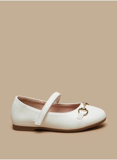 Girls Metal Accent Round Toe Ballerina Shoes