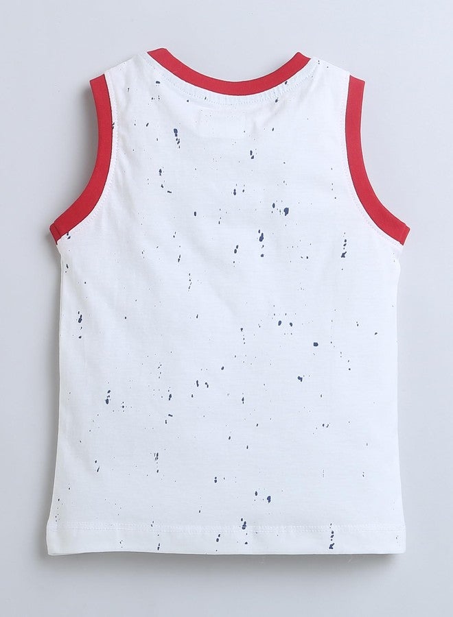 BUMZEE Red & White Boys Sleeveless T-Shirt & Short Set Age - 12-18 Months (Peb9122D-red.wht) - Image 3