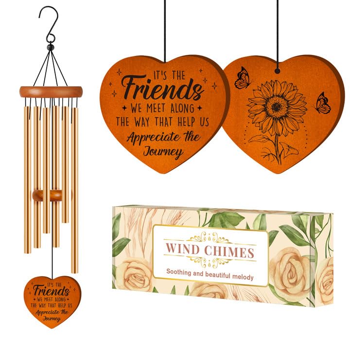 Damaigiift Best Friend Birthday Gifts for Women, Unique Friendship Gifts for Women, Ideas Wind Chimes for BFF, Soul Sister, Unique Outdoor Garden Decor for Female 25.6" Wind Chime - Image 1