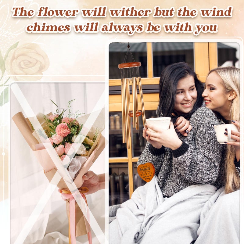Damaigiift Best Friend Birthday Gifts for Women, Unique Friendship Gifts for Women, Ideas Wind Chimes for BFF, Soul Sister, Unique Outdoor Garden Decor for Female 25.6" Wind Chime - Image 3