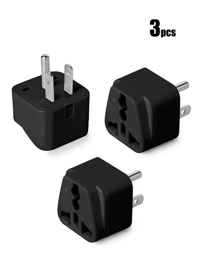 HOMESTAR 3 PCS World to US Plug Travel Adapter, Multifunctional Universal AU/UK/EU/Europe/Italy Power Outlet Conversion for USA/Canada/Japan/Brazil/Philippines/Thailand-CE Certified&RoHS Compliant-Black - Image 1