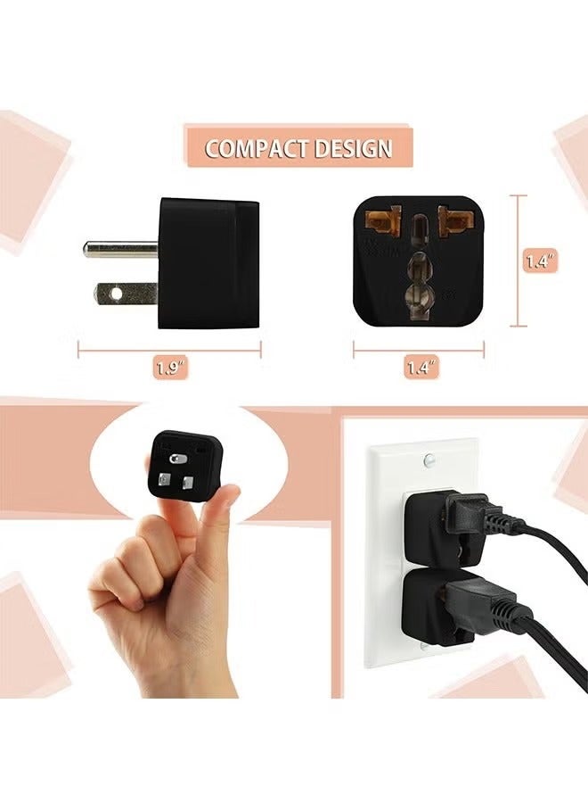 HOMESTAR 3 PCS World to US Plug Travel Adapter, Multifunctional Universal AU/UK/EU/Europe/Italy Power Outlet Conversion for USA/Canada/Japan/Brazil/Philippines/Thailand-CE Certified&RoHS Compliant-Black - Image 4