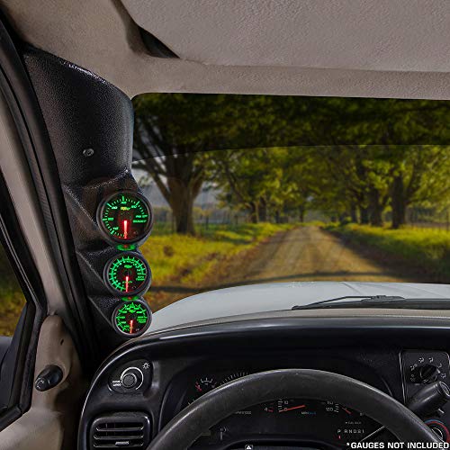 GlowShift Black Triple Pillar Gauge Pod Compatible with Dodge Ram Cummins 1500 2500 3500 1998-2002 - ABS Plastic - Mounts (3) 2-1/16" (52mm) Gauges to Truck's A-Pillar - Image 2