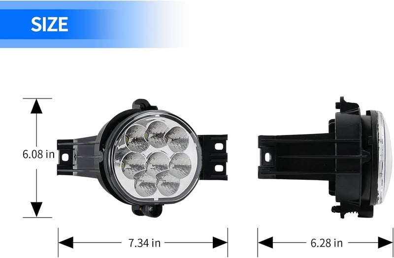 snobli 2pcs LED Fog Lights Lamps Replacement for Dodge Ram 1500, 2500, 3500 and Durango - Image 5