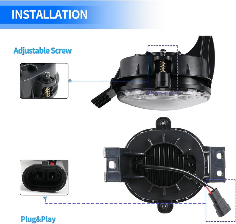 snobli 2pcs LED Fog Lights Lamps Replacement for Dodge Ram 1500, 2500, 3500 and Durango - Image 3