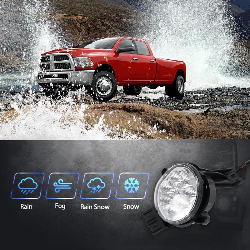 snobli 2pcs LED Fog Lights Lamps Replacement for Dodge Ram 1500, 2500, 3500 and Durango - Image 4