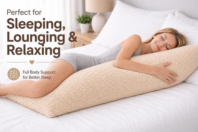 Reafort Ultra Soft Sherpa Body Pillow Cover/Case with Zipper Closure 21"x54" (21"x54" Body Pillow Cover, Taupe) - Image 3