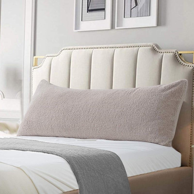 Reafort Ultra Soft Sherpa Body Pillow Cover/Case with Zipper Closure 21"x54" (21"x54" Body Pillow Cover, Taupe) - Image 1