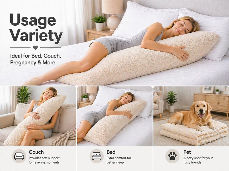 Reafort Ultra Soft Sherpa Body Pillow Cover/Case with Zipper Closure 21"x54" (21"x54" Body Pillow Cover, Taupe) - Image 5