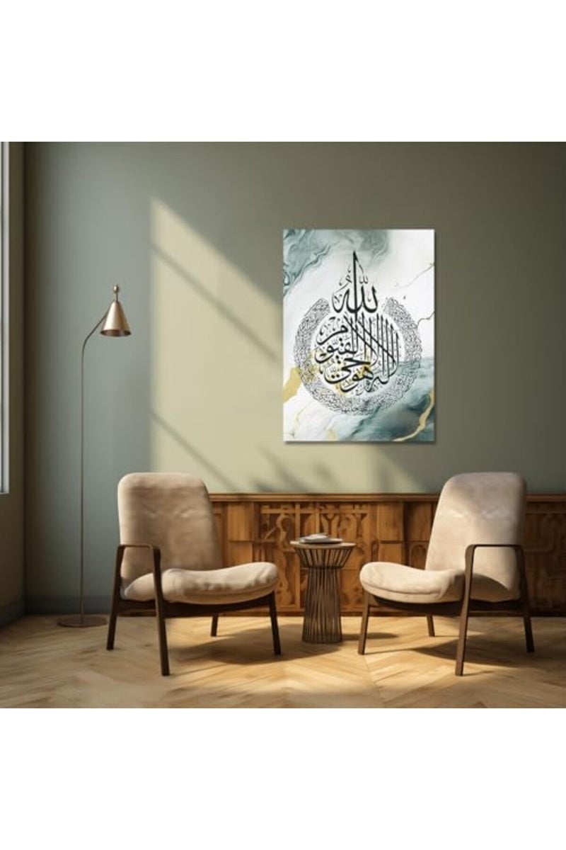 CXHOSTENT Ayatul Kursi Wall Art Islamic Canvas Prints Arabic Calligraphy Paintings Scripture Quran Posters for Muslim Ramadan Decor Frame - Image 3