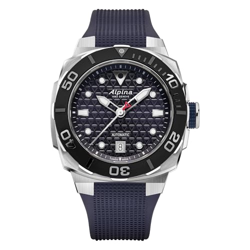 Alpina Mens Automatic Seastrong Watch Blue Rubber Strap Blue Dial and Date Style AL525N3VE6 - Image 1