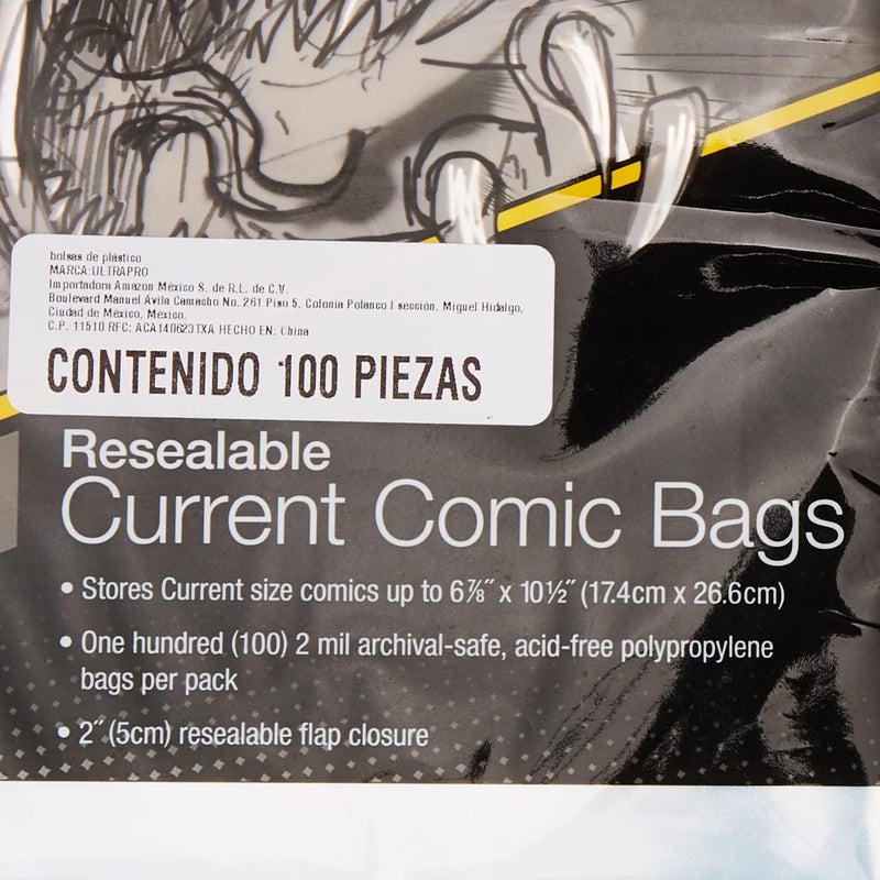 Ultra Pro Resealable Current Comic Bags - 100 Pack, Acid-Free Polypropylene Sleeves - Image 3