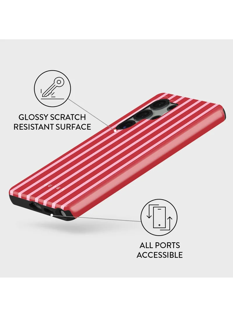 بورجا جراب هاتف محمول Samsung Galaxy S25 Ultra، جراب واقٍ من السيليكون الصلب هجين من طبقتين، مقاوم للخدش والصدمات، مربى الفراولة