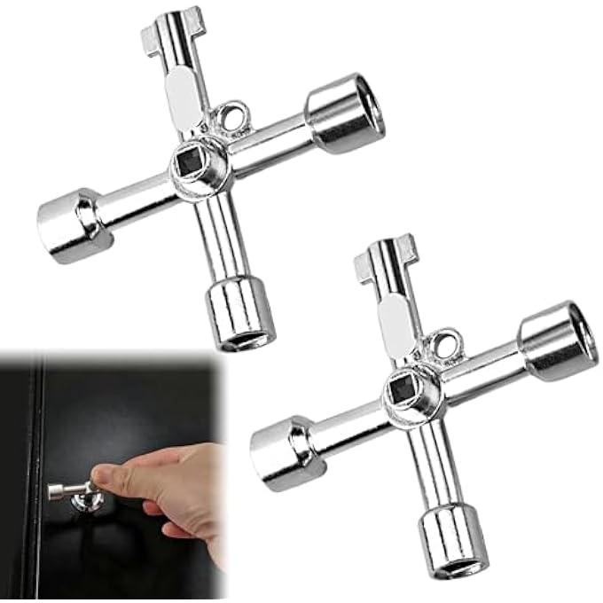 2PCS PANEL KEY,ELECTRIC BOX KEY,4-WAY UTILITY KEY METER BOX KEY FOR GAS METERS,CROSS ELECTRIC BOX WRENCH TRIANGLE/SQUARE/PANEL CROSS KEYS FOR FAUCET,METER,VALVE,ELECTRICAL CABINET OPENING - Image 1