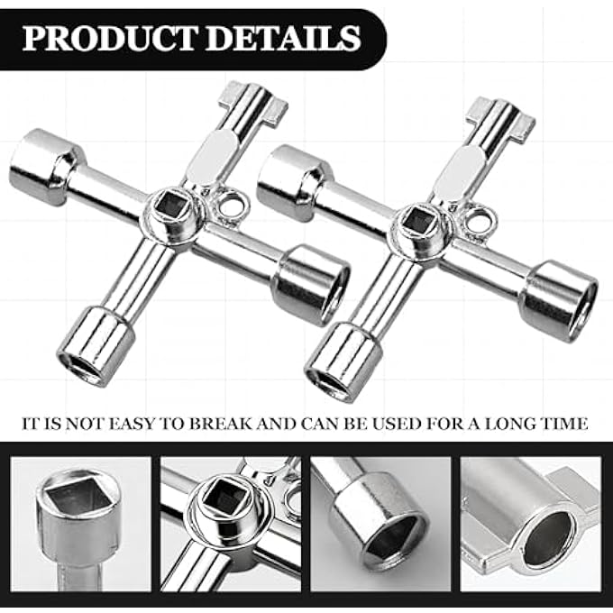 2PCS PANEL KEY,ELECTRIC BOX KEY,4-WAY UTILITY KEY METER BOX KEY FOR GAS METERS,CROSS ELECTRIC BOX WRENCH TRIANGLE/SQUARE/PANEL CROSS KEYS FOR FAUCET,METER,VALVE,ELECTRICAL CABINET OPENING - Image 3