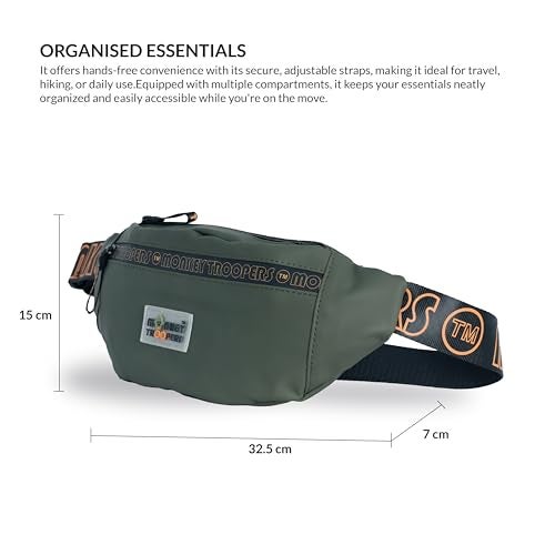 MONKEY TROOPERS Ghost Waist Bag, Crossbody,Water-Resistant Fanny Pack | Sleek, Stylish, and Secure Fanny Pack | Chest Bag for Men Women Girls Boys, Causal, Travel, Hikking, Everyday (Olive) - Image 4