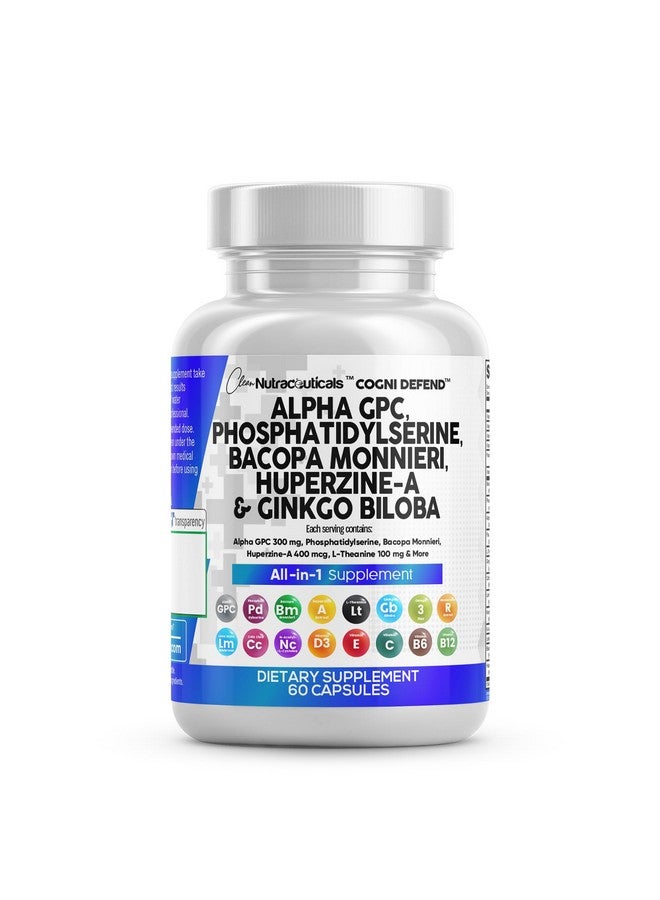 Clean Nutraceuticals Alpha GPC Choline Phosphatidylserine Bacopa Monnieri Ginkgo Biloba Huperzine A Supplement with Urdine Lions Mane Cats Claw NAC Vitamin C B D E - Image 1