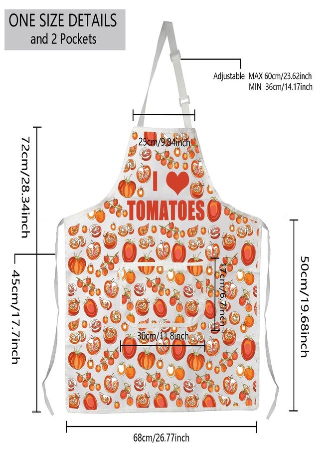 MBMSO Tomato Kitchen Apron I Love Tomatoes Vegan Apron with Pockets Tomatoes Lovers Gifts for Fruitarian Tomato Cooking Apron (Tomato Apron-w) - Image 2