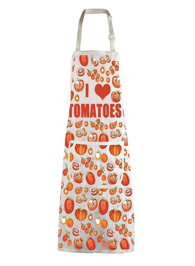 MBMSO Tomato Kitchen Apron I Love Tomatoes Vegan Apron with Pockets Tomatoes Lovers Gifts for Fruitarian Tomato Cooking Apron (Tomato Apron-w) - Image 1