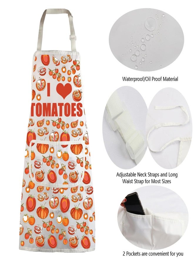 MBMSO Tomato Kitchen Apron I Love Tomatoes Vegan Apron with Pockets Tomatoes Lovers Gifts for Fruitarian Tomato Cooking Apron (Tomato Apron-w) - Image 5