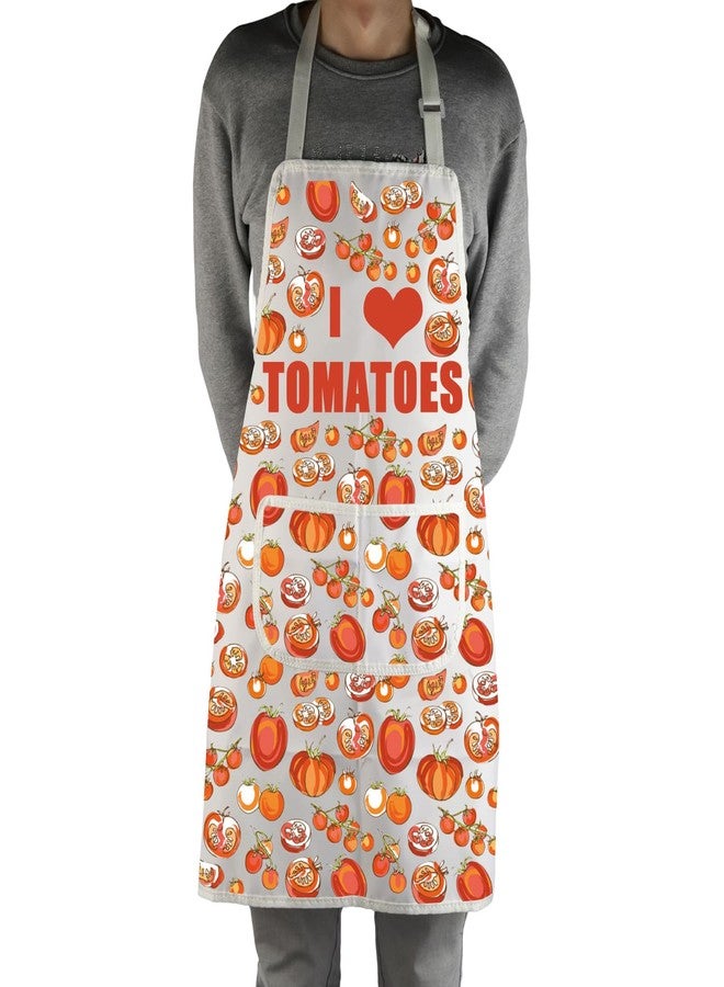 MBMSO Tomato Kitchen Apron I Love Tomatoes Vegan Apron with Pockets Tomatoes Lovers Gifts for Fruitarian Tomato Cooking Apron (Tomato Apron-w) - Image 4