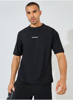 Styli Oversized Slogan Training T-Shirt with Pintuck Detail  - Image 1