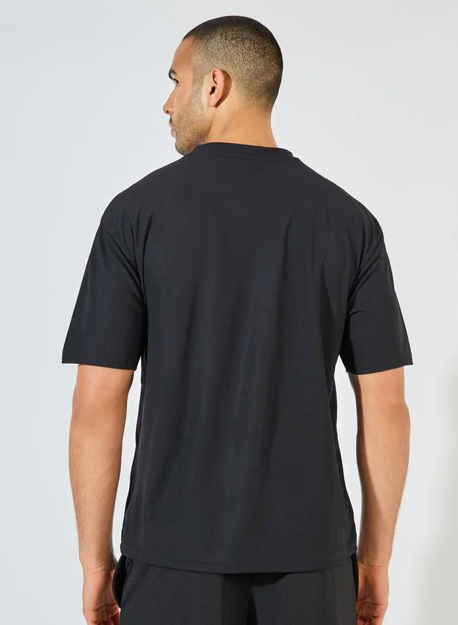 Styli Styli Oversized Slogan Training T-Shirt with Pintuck Detail