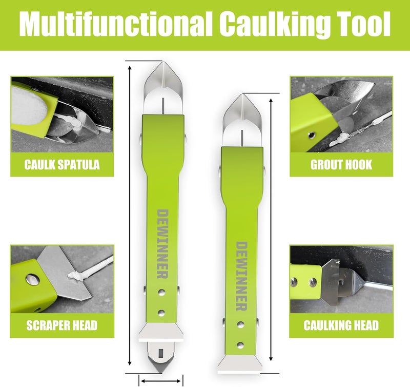 DEWINNER 4 in 1 Silicone Caulking Tool Kit, Grout Scraper Set, Silicone Sealant Finishing Smoothing Removal Tool with Silicone Pads, Glue Angle Scraper for Home Kitchen Bathroom Floor Corner - Image 3