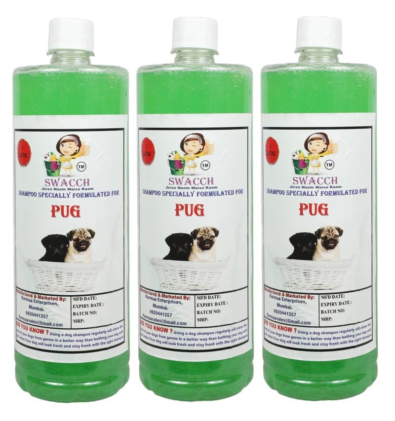 swacch Shampoo | Puppy Safe Shampoo | Pug Dog Shampoo (1 Litre) (Pack of 3) Neem Alovera + Large White Bone | Dog Chew Bones | Teething chew Toy | Dental Teething | Combo Pack - Image 2