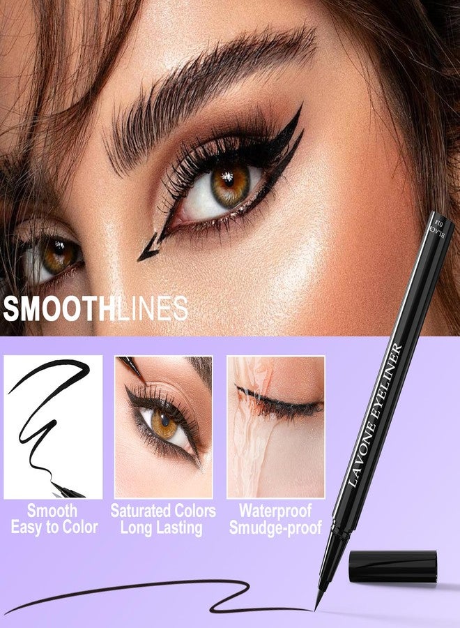 LAVONE Eyeliner Set - Waterproof Makeup Kit with Liquid Eye Liner Pencil, Gel Eyeliner and Angled Eye Liner Brush, Waterproof, Smudge Resistant, Long Lasting Formula - Black - Image 4