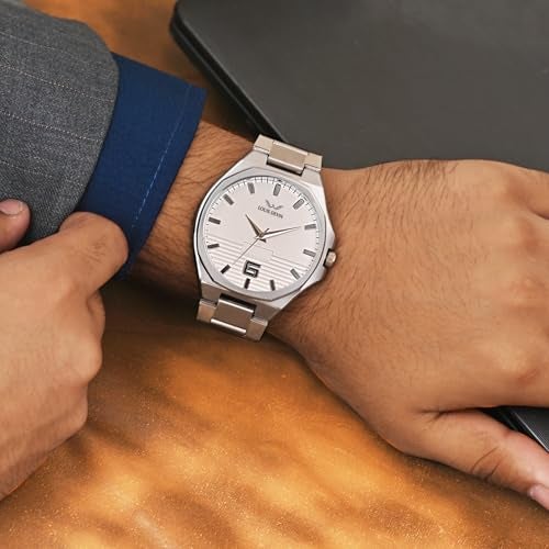 LOUIS DEVIN Stainless Steel Chain Analog Wrist Watch for Men (White Dial) | LD-G076-WHT-CH - Image 2