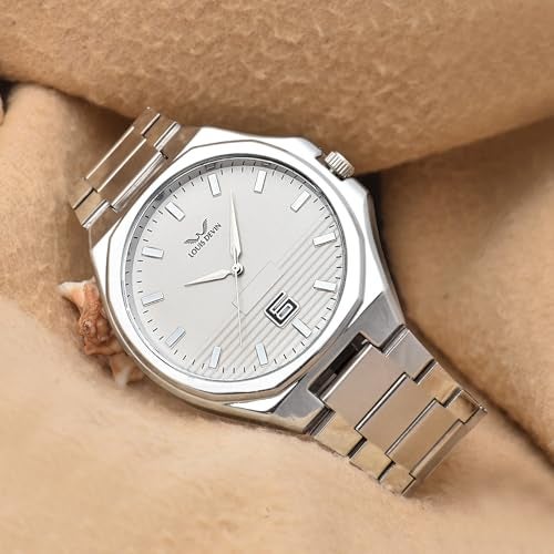 LOUIS DEVIN Stainless Steel Chain Analog Wrist Watch for Men (White Dial) | LD-G076-WHT-CH - Image 3