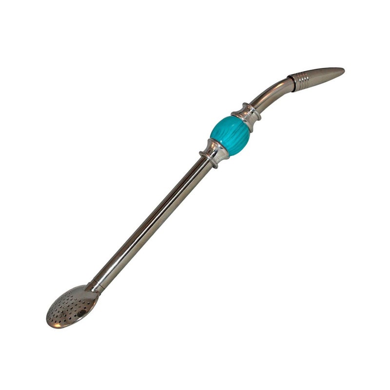 RECHERE Stainless Steel Yerba Mate Tea Bombilla Gourd Drinking Straw Filter Silver Blue