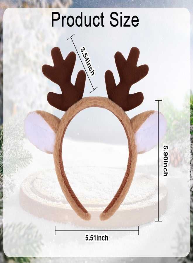 ACO-UINT Deer Antlers Headband, Reindeer Antlers Headband for Halloween Christmas Cute Deer Ears Cosplay Costume Party Fluffy Animal Hairband Makeup Face Washing - Image 2