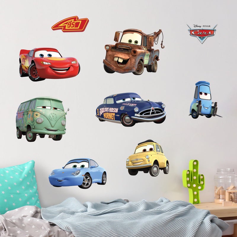 WALL PALZ Disney Pixar Cars Wall Decals - Lightning McQueen & Friends Small Vinyl Stickers for Bathroom Nursery Bedroom Decor - Peel and Stick Room Decorations - Image 1