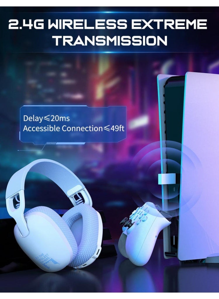 أونيكوما سماعة ONIKUMA B2 ثلاثية الاتصال (سلكي + بلوتوث + 2.4G) بدرايفر 40 مم – لون أبيض - Image 4