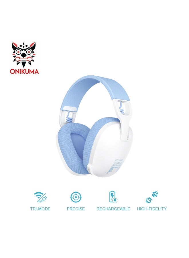 أونيكوما سماعة ONIKUMA B2 ثلاثية الاتصال (سلكي + بلوتوث + 2.4G) بدرايفر 40 مم – لون أبيض - Image 2