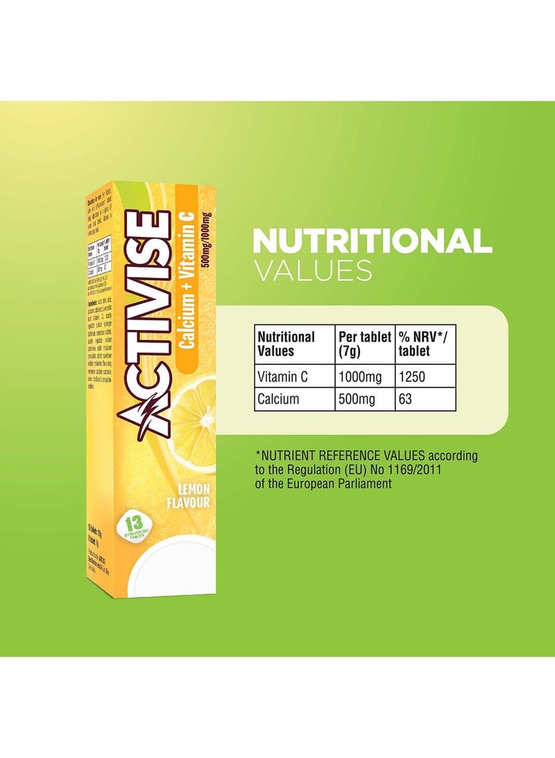 Activise أقراص تنشيط الكالسيوم + فيتامين C الفوارة، ليمون 13 قرص - Image 3