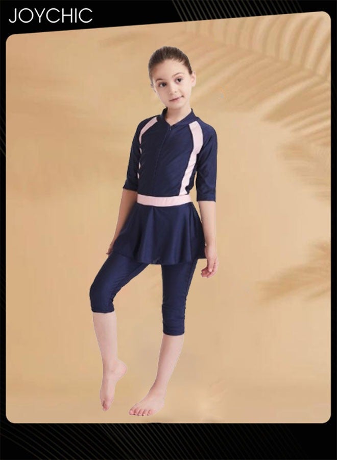 Joychic Muslim Swimsuit for Kids Girls Long Sleeve Full Coverage Burkini Swimwear Quick Dry Modest Islamic Summer Sun Protection Rash Guard - Image 2