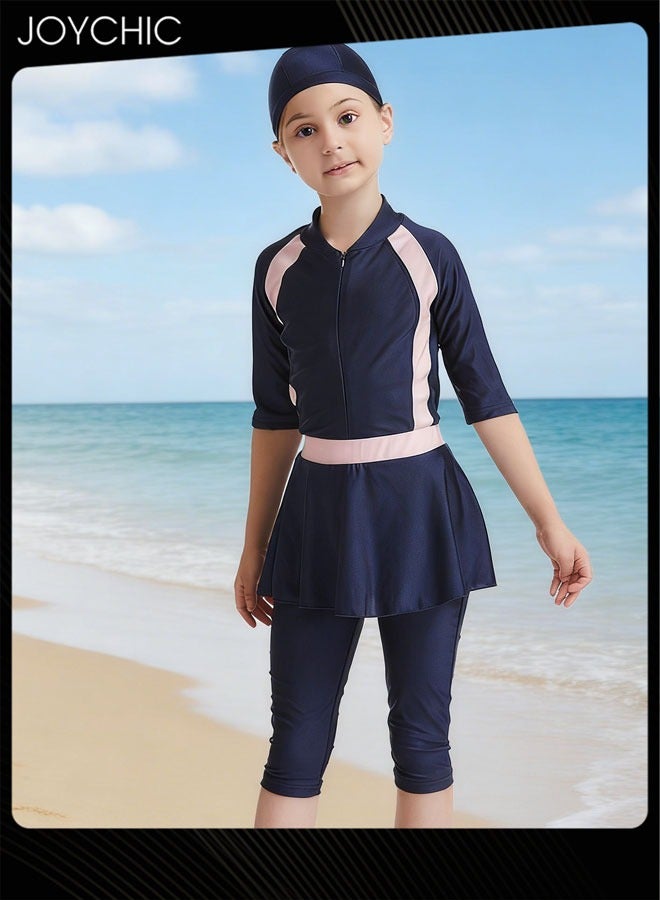 Joychic Muslim Swimsuit for Kids Girls Long Sleeve Full Coverage Burkini Swimwear Quick Dry Modest Islamic Summer Sun Protection Rash Guard - Image 1