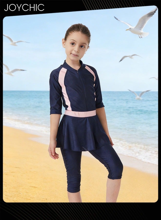 Joychic Muslim Swimsuit for Kids Girls Long Sleeve Full Coverage Burkini Swimwear Quick Dry Modest Islamic Summer Sun Protection Rash Guard - Image 3