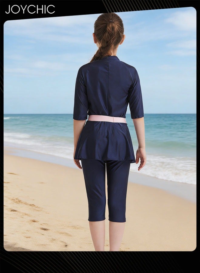 Joychic Muslim Swimsuit for Kids Girls Long Sleeve Full Coverage Burkini Swimwear Quick Dry Modest Islamic Summer Sun Protection Rash Guard - Image 4