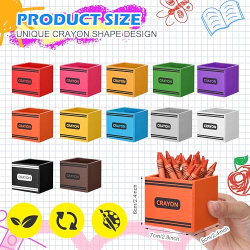 Sherr 12 Pack Crayon Holder Organizer Wooden Colored Pen Holder Crayon Dispenser Marker Storage Organizer Back to School Storage Caddy Case Art Craft for Christmas Classroom236 x 276 x 236 Inches - Image 3