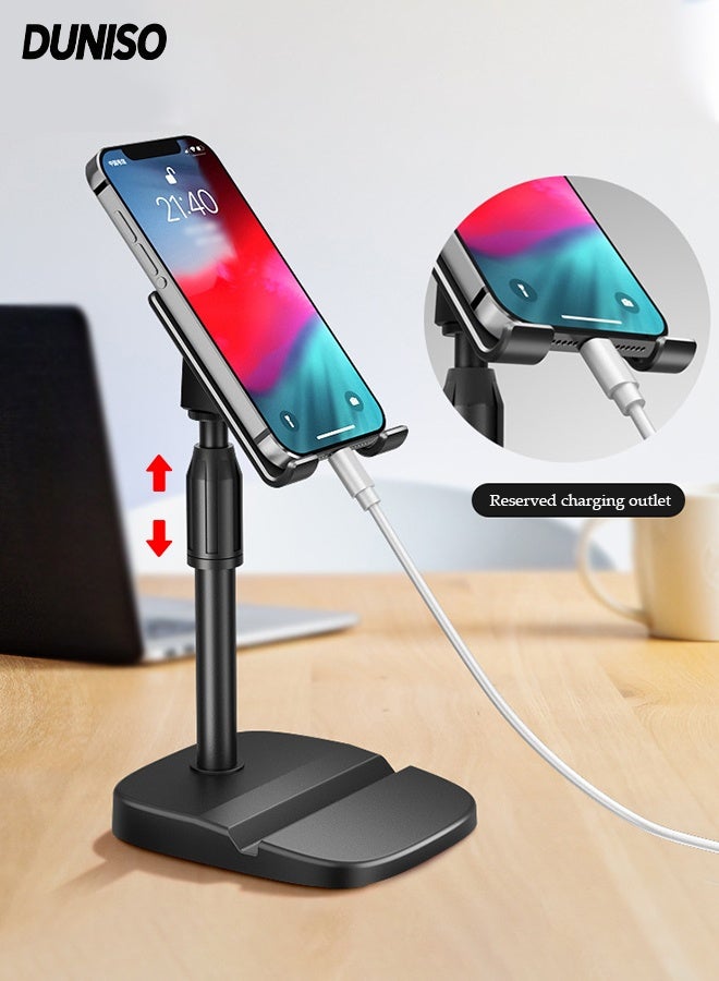 DUNISO Phone Holder，Phone Stand for Desk，Portable Adjustable Height Tablet Holder,Universal for Mobile Phones and Tablets - Image 1